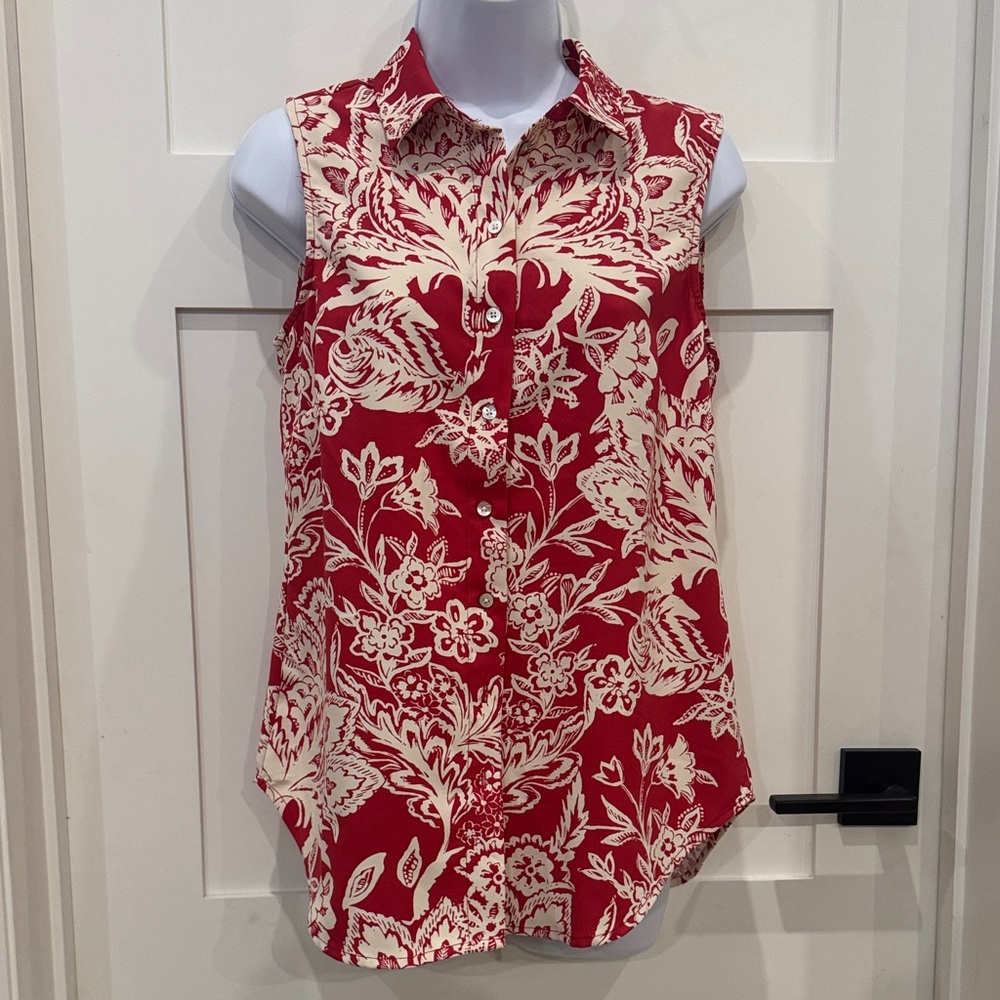 Cleo Red and Cream Floral Blouse - Picture 2 of 6